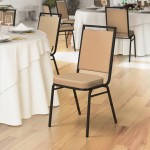 Lancaster Table & Seating Square Back Banquet Chair with Tan Vinyl and Black Frame Lancaster Table & Seating Square Back Banquet Chair with Tan Vinyl and Black Frame