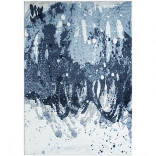 Abani Arto Collection 4' x 6' Blue Distressed Contemporary Area Rug