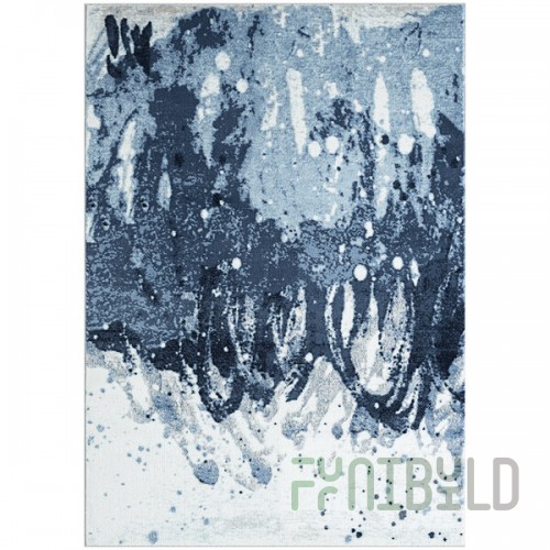 Abani Arto Collection 4' x 6' Blue Distressed Contemporary Area Rug