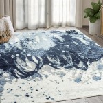 Abani Arto Collection 4' x 6' Blue Distressed Contemporary Area Rug