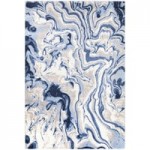 Abani Arto Collection 4' x 6' Blue Distressed Contemporary Area Rug