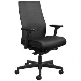 HON Ignition 2.0 Black 4-Way Mesh / Ink Vinyl Mid-Back Task Chair