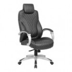 Boss Black CaressoftPlus Vinyl High-Back Executive Chair with Padded Hinged Arms and Synchro-Tilt Mechanism Boss Black CaressoftPlus Vinyl High-Back Executive Chair with Padded Hinged Arms and Synchro-Tilt Mechanism