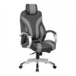 Boss Black CaressoftPlus Vinyl High-Back Executive Chair with Padded Hinged Arms and Synchro-Tilt Mechanism Boss Black CaressoftPlus Vinyl High-Back Executive Chair with Padded Hinged Arms and Synchro-Tilt Mechanism
