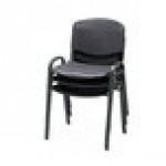 Safco 4185BL Black Plastic Contour Stacking Chair with Steel Frame - 4/Case