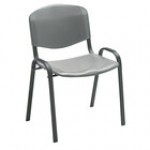 Safco 4185BL Black Plastic Contour Stacking Chair with Steel Frame - 4/Case