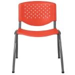 Flash Furniture RUT-F01A-OR-GG Hercules Series Orange Plastic Stack Chair with Titanium Frame