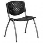 Flash Furniture RUT-F01A-OR-GG Hercules Series Orange Plastic Stack Chair with Titanium Frame