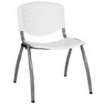 Flash Furniture RUT-F01A-OR-GG Hercules Series Orange Plastic Stack Chair with Titanium Frame