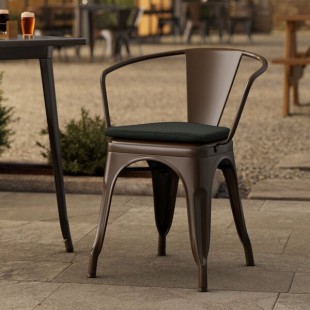 Lancaster Table & Seating Alloy Copper Outdoor Arm Chair with Black Fabric Magnetic Cushion Lancaster Table & Seating Alloy Copper Outdoor Arm Chair with Black Fabric Magnetic Cushion