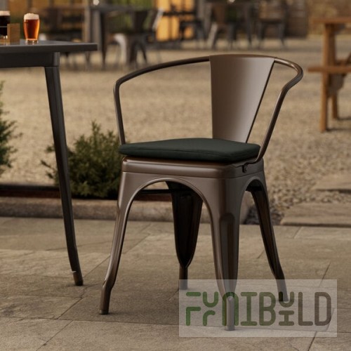 Lancaster Table & Seating Alloy Copper Outdoor Arm Chair with Black Fabric Magnetic Cushion