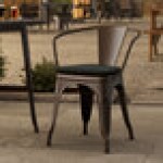 Lancaster Table & Seating Alloy Copper Outdoor Arm Chair with Black Fabric Magnetic Cushion