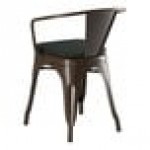 Lancaster Table & Seating Alloy Copper Outdoor Arm Chair with Black Fabric Magnetic Cushion