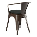 Lancaster Table & Seating Alloy Copper Outdoor Arm Chair with Black Fabric Magnetic Cushion