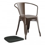 Lancaster Table & Seating Alloy Copper Outdoor Arm Chair with Black Fabric Magnetic Cushion