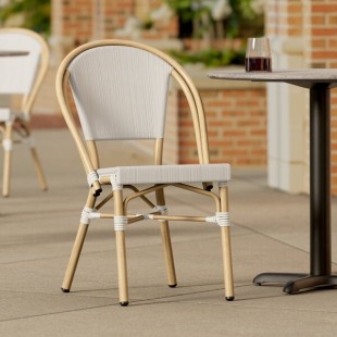 Lancaster Table & Seating Bistro Gray Teslin Outdoor Side Chair Lancaster Table & Seating Bistro Gray Teslin Outdoor Side Chair