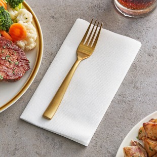Choice White Linen-Feel 1/8 Fold Dinner Napkin - 50/Pack