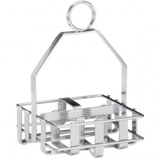 TableCraft 606R Chrome Plated Salt and Pepper Shaker / Sugar Packet Rack - 4 1/4
