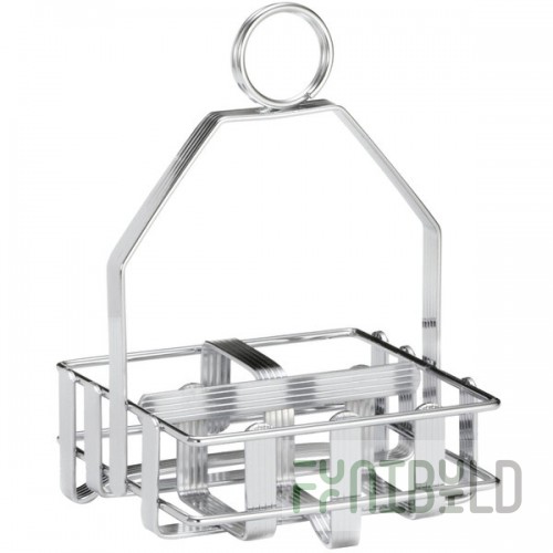TableCraft 606R Chrome Plated Salt and Pepper Shaker / Sugar Packet Rack - 4 1/4