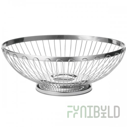 TableCraft 6174 Regent Medium Oval Stainless Steel Basket - 9 1/2