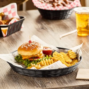 Carlisle 652603 WeaveWear Black Round Plastic Serving Basket 12 Carlisle 652603 WeaveWear Black Round Plastic Serving Basket 12