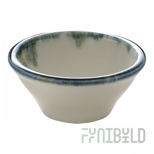 Heart & Soul Mirage 2.7 oz. Round White Porcelain Ramekin with Blue Rim - 6/Case