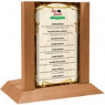 Menu Solutions WDAFR-B White Wash Wood Menu Holder / Tent with 5