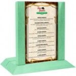 Menu Solutions WDAFR-B White Wash Wood Menu Holder / Tent with 5