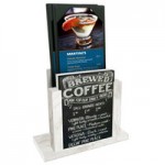 Menu Solutions WDAFR-B White Wash Wood Menu Holder / Tent with 5