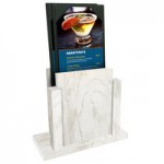 Menu Solutions WDAFR-B White Wash Wood Menu Holder / Tent with 5