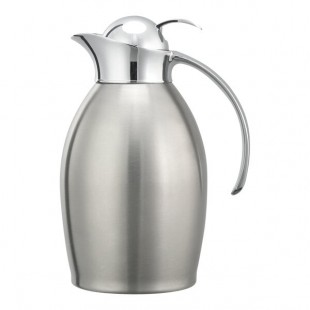 Service Ideas Nicollet 33.8 oz. Brushed Stainless Steel Insulated Carafe / Server with Push Button Lid NIC10BSPB