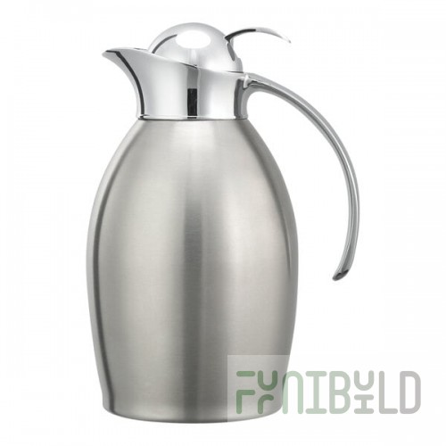Service Ideas Nicollet 33.8 oz. Brushed Stainless Steel Insulated Carafe / Server with Push Button Lid NIC10BSPB