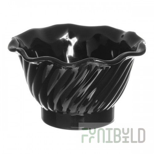 Dinex Turnbury 5 oz. Black Plastic Tulip Swirl Bowl - 96/Case