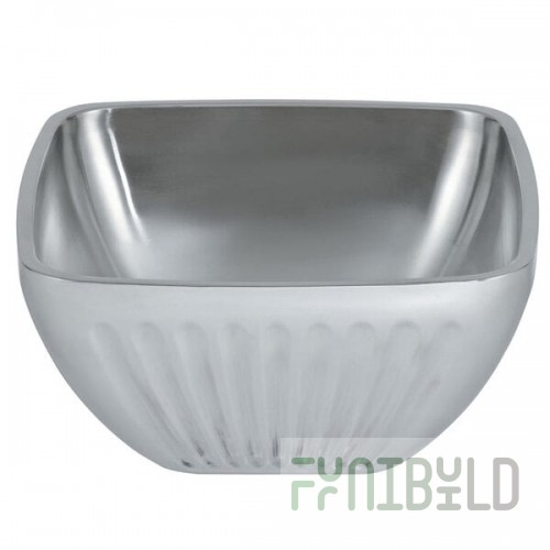 Vollrath 47683 Fluted Double Wall Square 5.2 Qt. Serving Bowl
