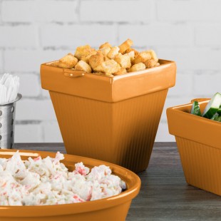 TableCraft CW1470X 2 Qt. Orange Cast Aluminum Square Condiment Bowl TableCraft CW1470X 2 Qt. Orange Cast Aluminum Square Condiment Bowl