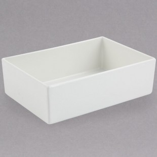 Bon Chef 5108S 84 oz. White Sandstone Finish Cast Aluminum Straight Sided Rectangle Bowl