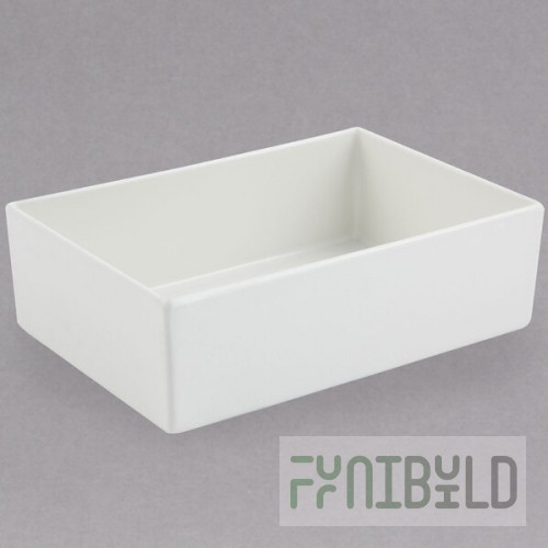 Bon Chef 5108S 84 oz. White Sandstone Finish Cast Aluminum Straight Sided Rectangle Bowl