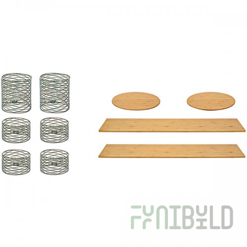 Front of the House Patina 10-Piece Hand-Painted Fused Iron Riser Set with Natural Bamboo Buffet Boards