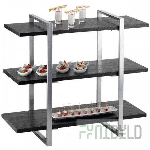 Cal-Mil 1940-96 Midnight 3-Shelf Metal Frame Riser with Silver Frame