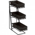 Cal-Mil 1940-96 Midnight 3-Shelf Metal Frame Riser with Silver Frame
