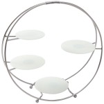 American Metalcraft SRS4 4 Tier Silver Round Stand with Frosted Glass Plates