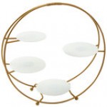 American Metalcraft SRS4 4 Tier Silver Round Stand with Frosted Glass Plates