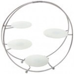 American Metalcraft SRS4 4 Tier Silver Round Stand with Frosted Glass Plates