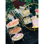 American Metalcraft SRS4 4 Tier Silver Round Stand with Frosted Glass Plates