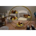 American Metalcraft SRS4 4 Tier Silver Round Stand with Frosted Glass Plates