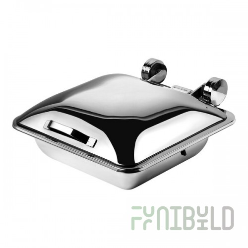 Smart Buffet Ware Smart W by Front of the House 5.75 Qt. Square Induction Chafer with Stainless Steel Lid and Food Pan BCH010MSS18