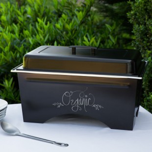 Sterno Full Size ChalkBoard Fold-Away WindGuard Chafer with Black Matte Finish, Two 1/2 Size Pans, and Lid Sterno Full Size ChalkBoard Fold-Away WindGuard Chafer with Black Matte Finish, Two 1/2 Size Pans, and Lid