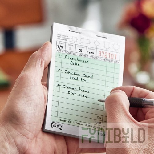 Choice 1 Part Green and White Guest Check - 10/Pack