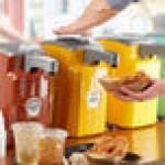 Heinz Keystone 1.5 Gallon Gold Plastic Countertop Honey Mustard Pump Dispenser with Touchless Automatic Dispensing Lid