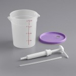 Choice Condiment Pump Kit with 1 oz. Pump and 4 Qt. Round Translucent Container with Purple Lid